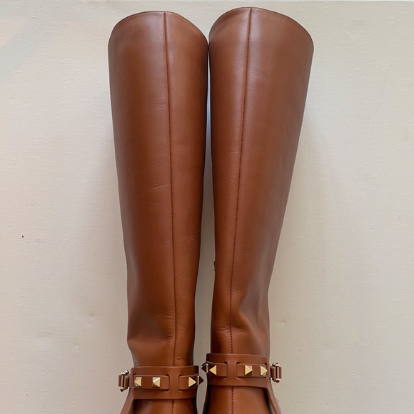 Valentino Rockstud Accents Leather Riding Boots - Picture 9 of 9